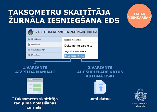 Taksometru skaitītāju rādījumi tagad iesniedzami elektroniski
