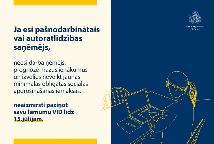 Pašnodarbinātie un autori, kas prognozē mazus ienākumus, var izvēlēties nemaksāt minimālās obligātās sociālās apdrošināšanas iemaksas